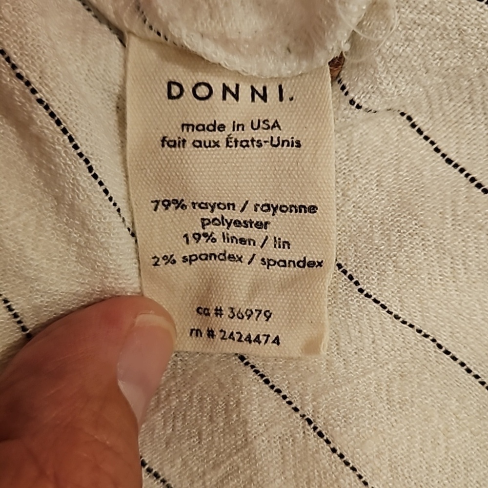 💕DONNI.💕 Pinstripe Tunic Dress ~ Linen Blend Dune Small - Picture 12 of 13